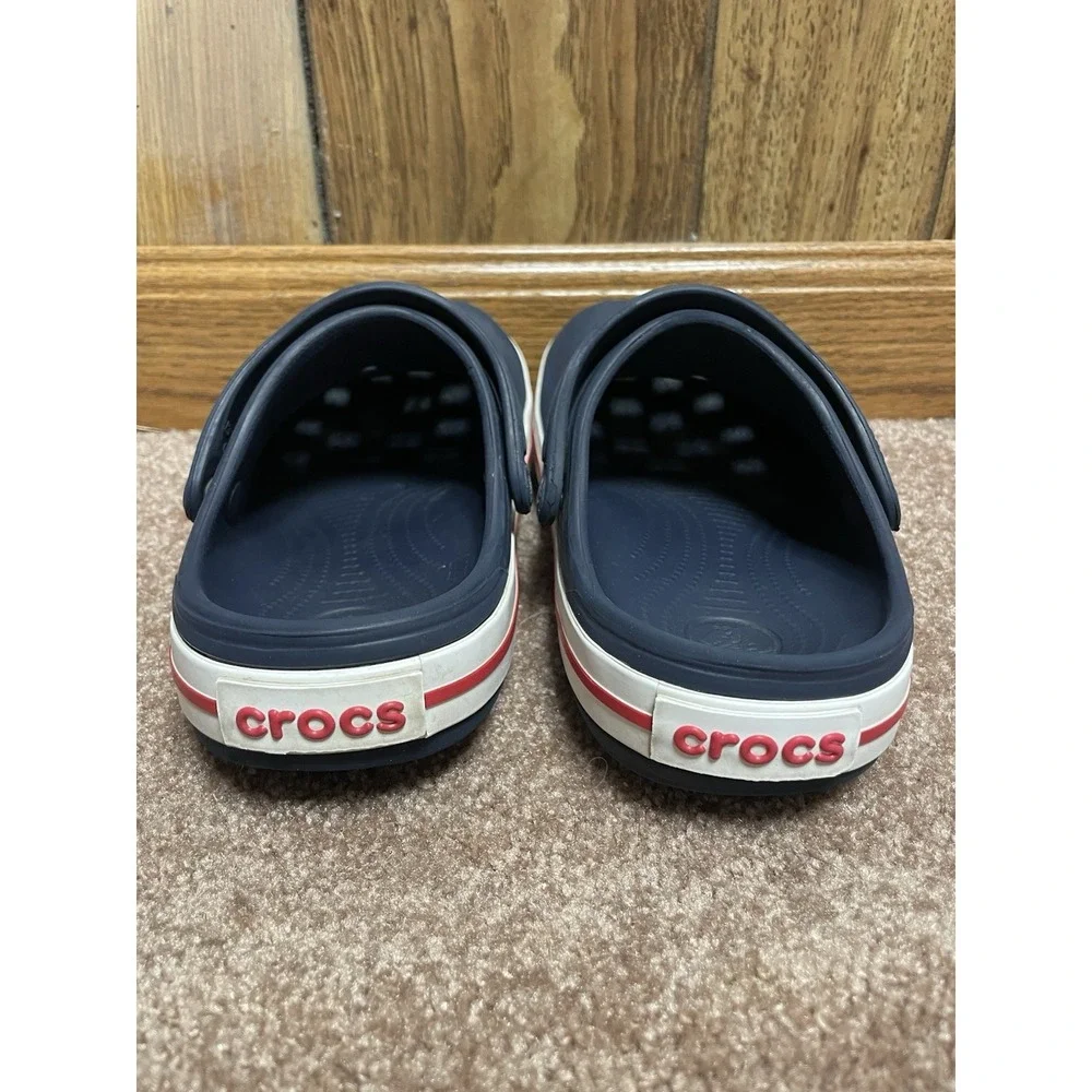 Crocs Classic Clog Shoe Kids Juniors 3 Navy Blue Red Strip Slip On R2D2 Charm‎
